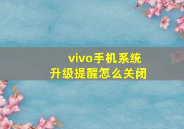 vivo手机系统升级提醒怎么关闭