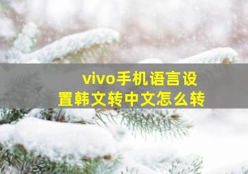 vivo手机语言设置韩文转中文怎么转