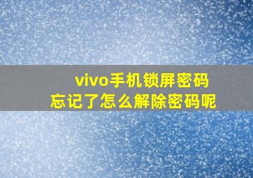 vivo手机锁屏密码忘记了怎么解除密码呢