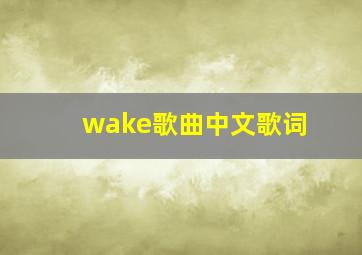 wake歌曲中文歌词