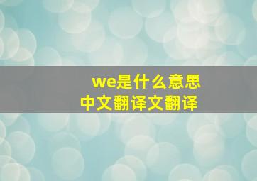 we是什么意思中文翻译文翻译