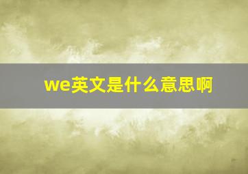 we英文是什么意思啊