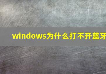 windows为什么打不开蓝牙