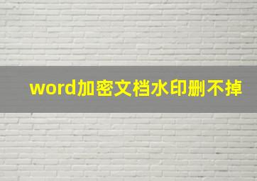 word加密文档水印删不掉