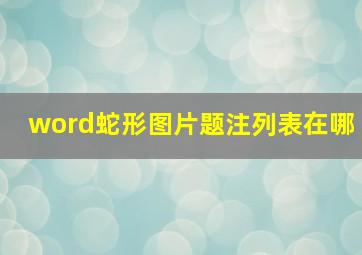 word蛇形图片题注列表在哪