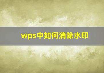 wps中如何消除水印