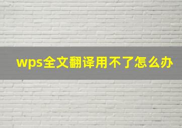 wps全文翻译用不了怎么办