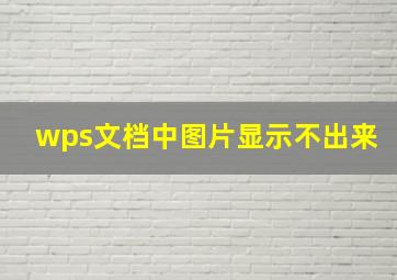 wps文档中图片显示不出来