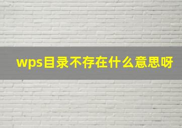 wps目录不存在什么意思呀