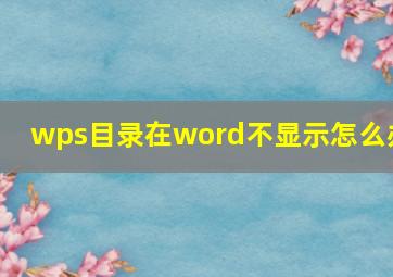 wps目录在word不显示怎么办