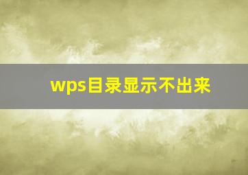 wps目录显示不出来