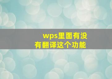 wps里面有没有翻译这个功能