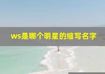 ws是哪个明星的缩写名字