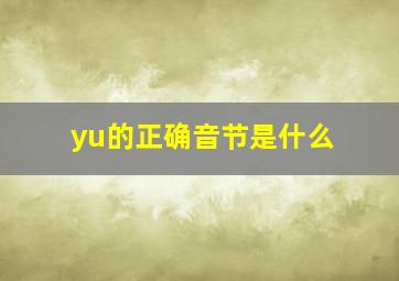 yu的正确音节是什么