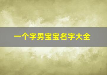 一个字男宝宝名字大全