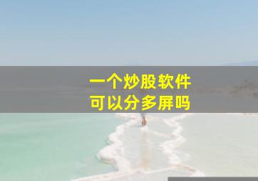 一个炒股软件可以分多屏吗