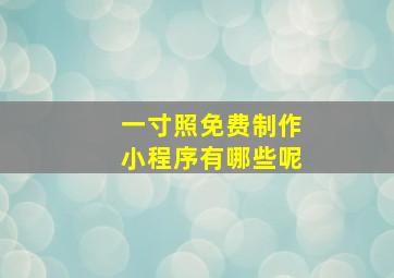 一寸照免费制作小程序有哪些呢