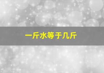 一斤水等于几斤