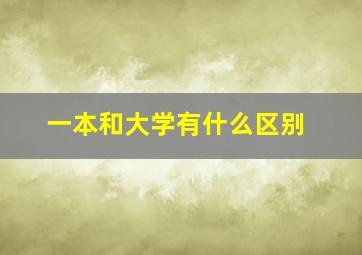 一本和大学有什么区别