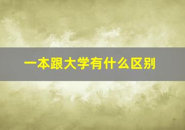 一本跟大学有什么区别