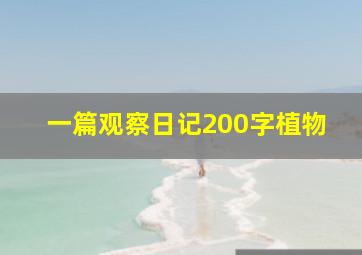 一篇观察日记200字植物