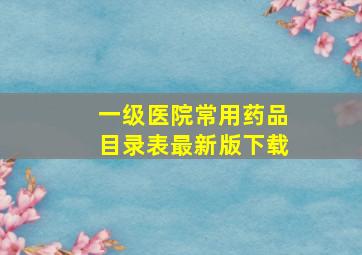 一级医院常用药品目录表最新版下载