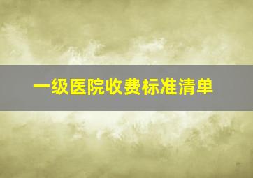 一级医院收费标准清单