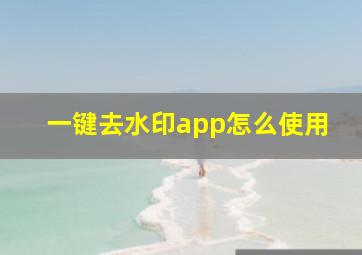 一键去水印app怎么使用