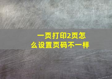 一页打印2页怎么设置页码不一样