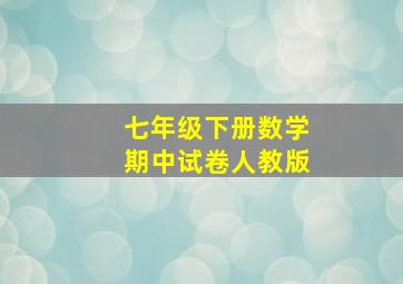 七年级下册数学期中试卷人教版