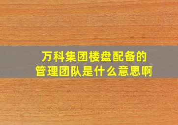 万科集团楼盘配备的管理团队是什么意思啊