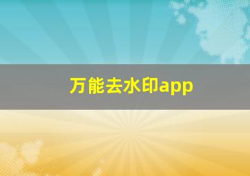 万能去水印app