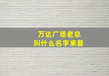 万达广场老总叫什么名字来着