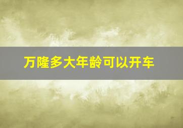 万隆多大年龄可以开车