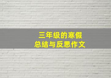 三年级的寒假总结与反思作文