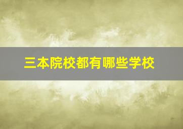 三本院校都有哪些学校