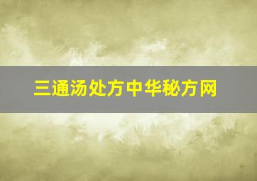 三通汤处方中华秘方网