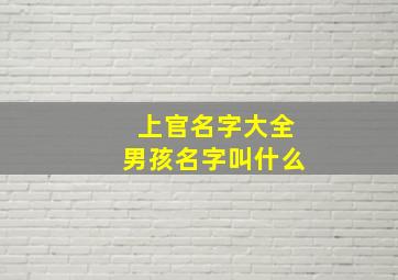 上官名字大全男孩名字叫什么