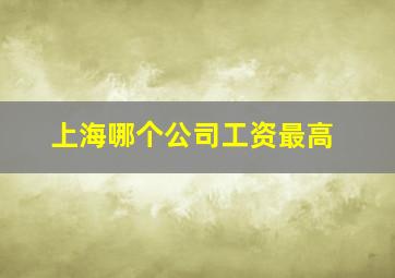 上海哪个公司工资最高