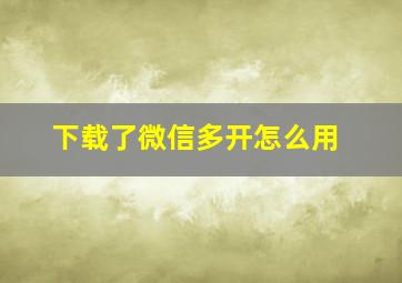 下载了微信多开怎么用