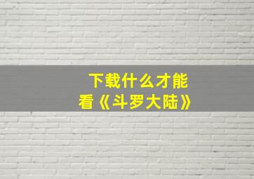 下载什么才能看《斗罗大陆》