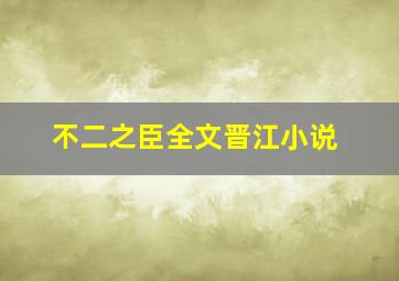 不二之臣全文晋江小说