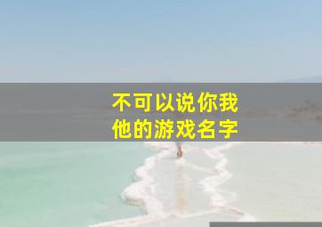 不可以说你我他的游戏名字