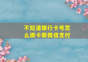 不知道银行卡号怎么绑卡呢微信支付