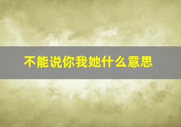 不能说你我她什么意思