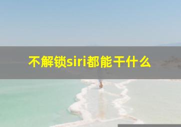 不解锁siri都能干什么