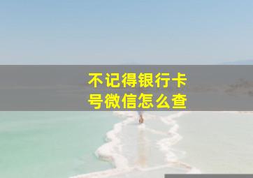 不记得银行卡号微信怎么查