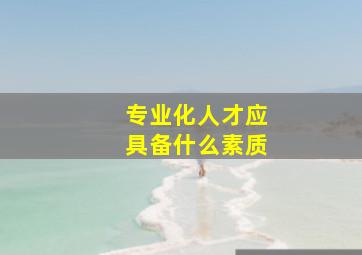 专业化人才应具备什么素质