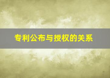 专利公布与授权的关系