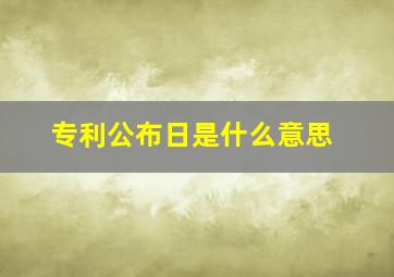 专利公布日是什么意思